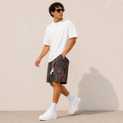 Men's Boho Patchwork Shorts, Tribal Pattern Summer Shorts