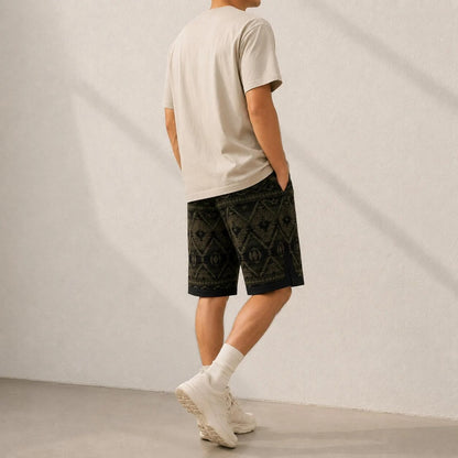 Men's Geometric Tribal Print Shorts,  Drawstring Waist Summer Short