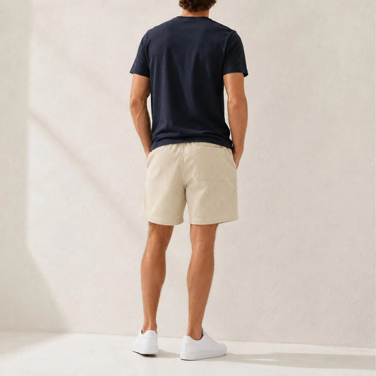 Men's Corduroy Shorts , Relaxed Fit Cotton Shorts, Drawstring Waist Summer Short