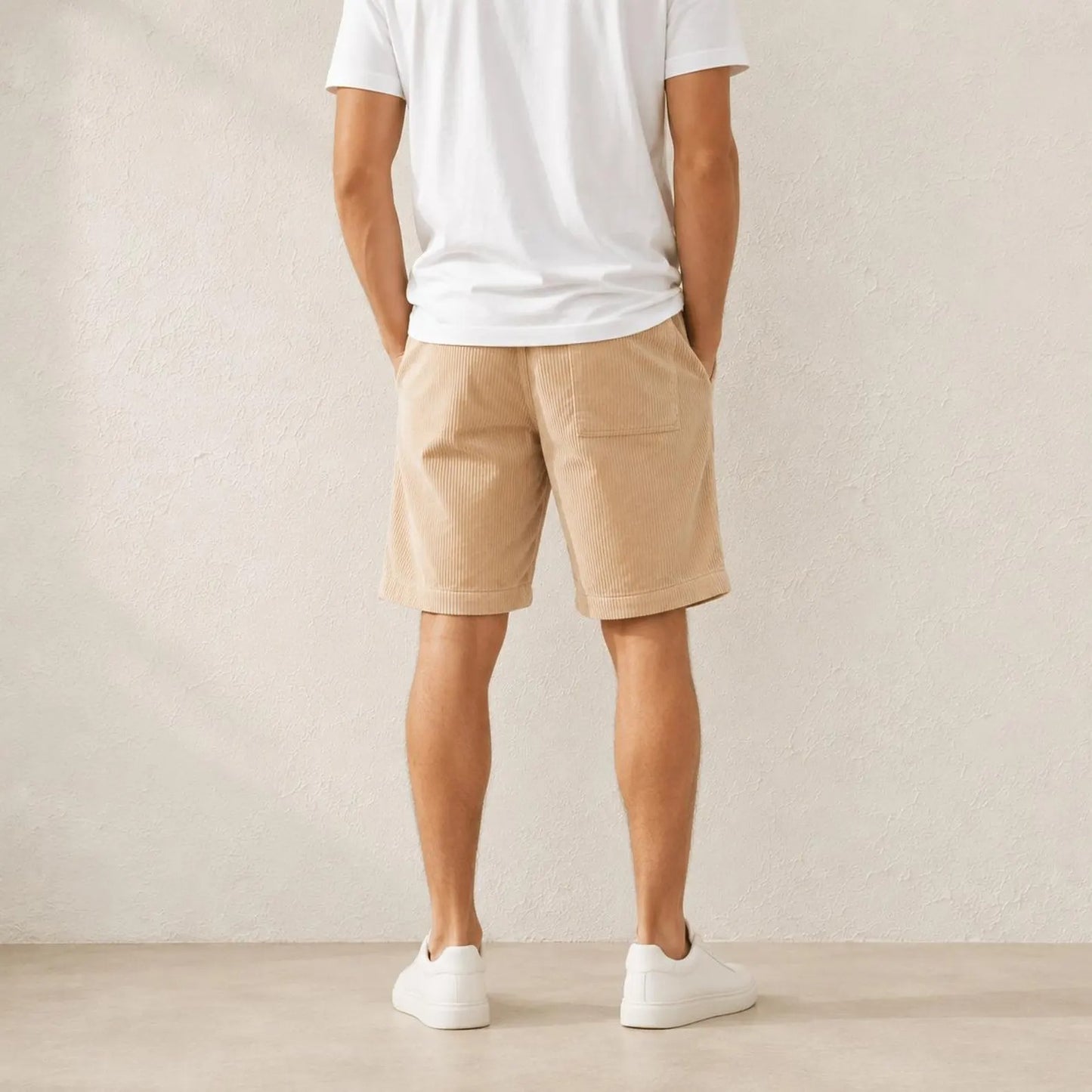 Men's Corduroy Shorts , Relaxed Fit Cotton Shorts, Drawstring Waist Summer Short