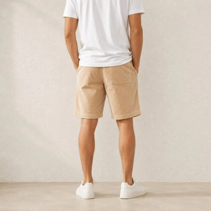 Men's Corduroy Shorts , Relaxed Fit Cotton Shorts, Drawstring Waist Summer Short