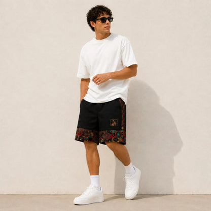 Men's Boho Patchwork Shorts, Tribal Pattern Summer Shorts