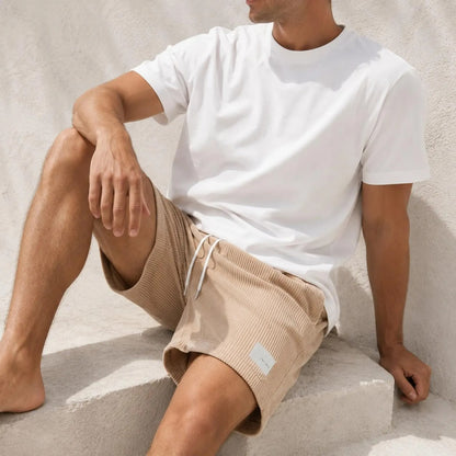 Men's Corduroy Shorts , Relaxed Fit Cotton Shorts, Drawstring Waist Summer Short
