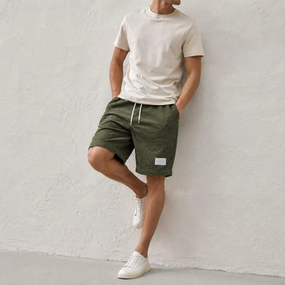 Men's Corduroy Shorts , Relaxed Fit Cotton Shorts, Drawstring Waist Summer Short
