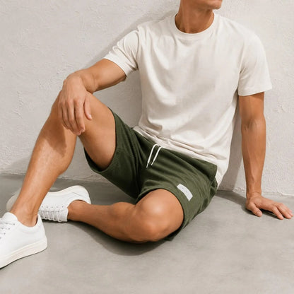 Men's Corduroy Shorts , Relaxed Fit Cotton Shorts, Drawstring Waist Summer Short